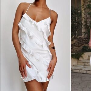 Show Me Your MuMu White Ruffle Mini Dress